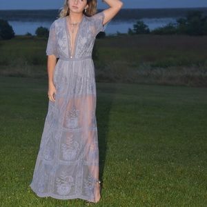 Blue Lace Maxi Dress